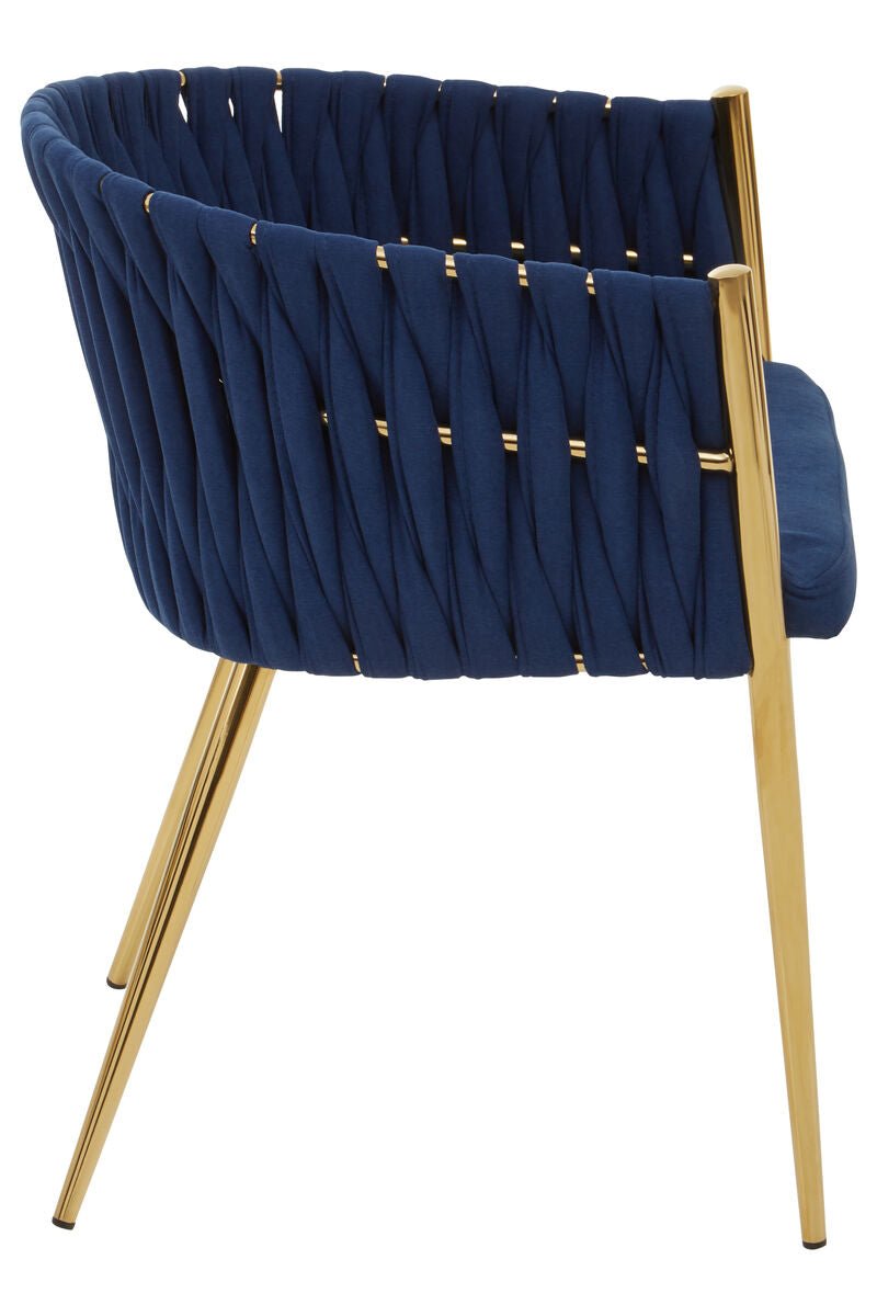 Gilden Blue Dining Chair With Woven Back - Joe’s Haven