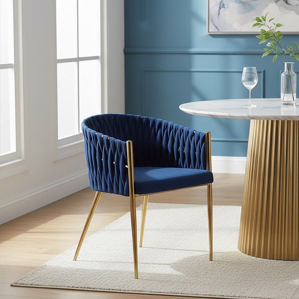Gilden Blue Dining Chair With Woven Back - Joe’s Haven
