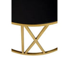Brushed Gold Finish Steel Side Table with Roman Numeral Frame and Black Tempered Glass Top, Alana - Joe’s Haven