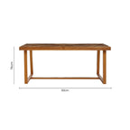 Natural Teak Wood Dining Table with Herringbone Top and Gold Finish Metal Frame, Kendari - Joe’s Haven
