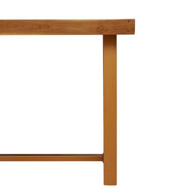 Natural Teak Wood Dining Table with Herringbone Top and Gold Finish Metal Frame, Kendari - Joe’s Haven