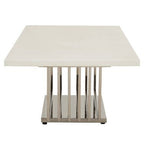 White Faux Marble Top Coffee Table with Silver Geometric Stainless Steel Frame, Moda - Joe’s Haven