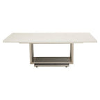 White Faux Marble Top Coffee Table with Silver Geometric Stainless Steel Frame, Moda - Joe’s Haven