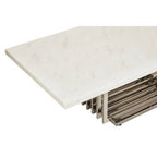 White Faux Marble Top Coffee Table with Silver Geometric Stainless Steel Frame, Moda - Joe’s Haven