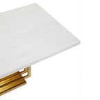 Ivory White Faux Marble Top Coffee Table with Geometric Gold Finished Stainless Steel Frame, Moda - Joe’s Haven