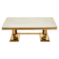 Moda Ivory White Fuax Marble Coffee Table With Stainless Steel Base - Joe’s Haven
