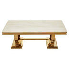 Moda Ivory White Fuax Marble Coffee Table With Stainless Steel Base - Joe’s Haven