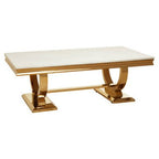 Moda Ivory White Fuax Marble Coffee Table With Stainless Steel Base - Joe’s Haven