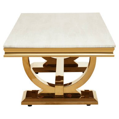 Moda Ivory White Fuax Marble Coffee Table With Stainless Steel Base - Joe’s Haven
