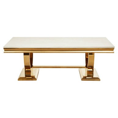 Moda Ivory White Fuax Marble Coffee Table With Stainless Steel Base - Joe’s Haven