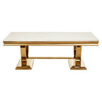 Moda Ivory White Fuax Marble Coffee Table With Stainless Steel Base - Joe’s Haven