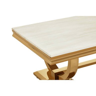 Moda Ivory White Fuax Marble Coffee Table With Stainless Steel Base - Joe’s Haven