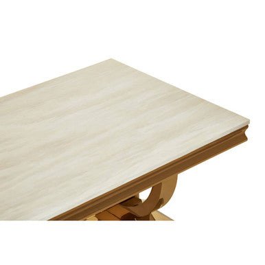 Moda Ivory White Fuax Marble Coffee Table With Stainless Steel Base - Joe’s Haven
