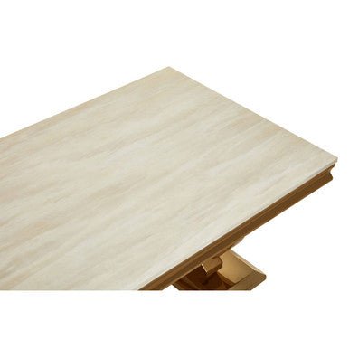 Moda Ivory White Fuax Marble Coffee Table With Stainless Steel Base - Joe’s Haven