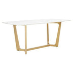 Moda White Fuax Marble Top Dining Table With Stainless Steel Frame - Joe’s Haven