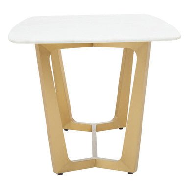 Moda White Fuax Marble Top Dining Table With Stainless Steel Frame - Joe’s Haven
