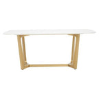 Moda White Fuax Marble Top Dining Table With Stainless Steel Frame - Joe’s Haven