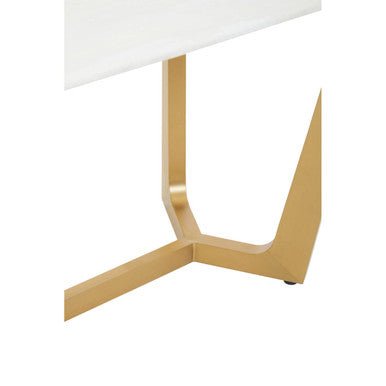 Moda White Fuax Marble Top Dining Table With Stainless Steel Frame - Joe’s Haven