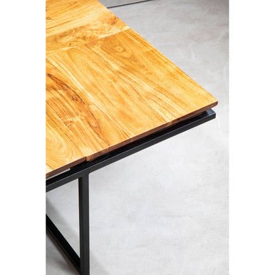 Brown Acacia Wood Pyramid Style Coffee Table with Black Metal Frame, Shimla - Joe’s Haven