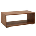 Solid Sheesham Wood Coffee Table with Open Centre and Lower Storage Shelf, Surati - Joe’s Haven