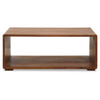 Solid Sheesham Wood Coffee Table with Open Centre and Lower Storage Shelf, Surati - Joe’s Haven