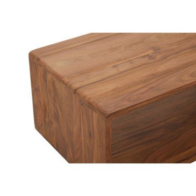 Solid Sheesham Wood Coffee Table with Open Centre and Lower Storage Shelf, Surati - Joe’s Haven