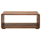 Solid Sheesham Wood Coffee Table with Open Centre and Lower Storage Shelf, Surati - Joe’s Haven
