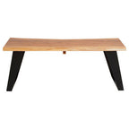 Live Edge Acacia Wood Top Coffee Table with Black Iron Legs, Surax