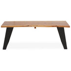 Live Edge Acacia Wood Top Coffee Table with Black Iron Legs, Surax