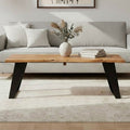 Live Edge Acacia Wood Top Coffee Table with Black Iron Legs, Surax - Joe’s Haven