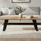 Live Edge Acacia Wood Top Coffee Table with Black Iron Legs, Surax - Joe’s Haven