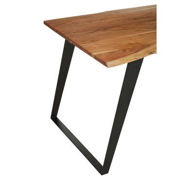 Surax Acacia Wood And Looped Iron Base Dining Table - Joe’s Haven