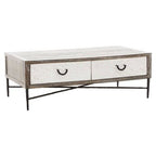Dark Mud Grey Recycled Elm Wood Coffee Table with Two Storage Drawers and Metal Frame, Milan - Joe’s Haven
