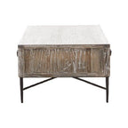Dark Mud Grey Recycled Elm Wood Coffee Table with Two Storage Drawers and Metal Frame, Milan - Joe’s Haven
