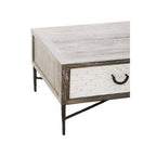 Dark Mud Grey Recycled Elm Wood Coffee Table with Two Storage Drawers and Metal Frame, Milan - Joe’s Haven