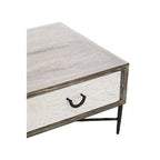 Dark Mud Grey Recycled Elm Wood Coffee Table with Two Storage Drawers and Metal Frame, Milan - Joe’s Haven