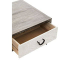 Dark Mud Grey Recycled Elm Wood Coffee Table with Two Storage Drawers and Metal Frame, Milan - Joe’s Haven
