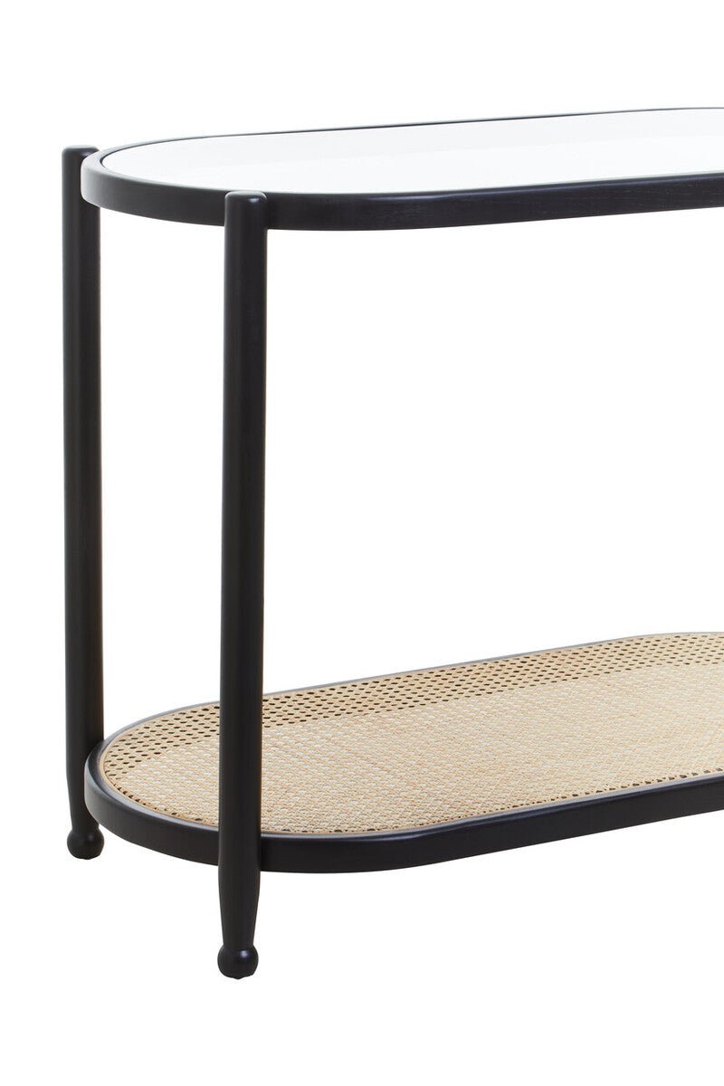Cebu Rattan and Glass 2 Tier Console Table - Joe’s Haven