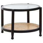 Black Wood and Rattan Frame Coffee Table with Glass Top, Cebu - Joe’s Haven