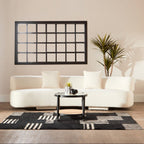 Black Wood and Rattan Frame Coffee Table with Glass Top, Cebu - Joe’s Haven