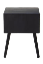 Black Elm Wood Side Table with Natural Cane Weave 1 Drawer and Angular Legs, Cebu - Joe’s Haven