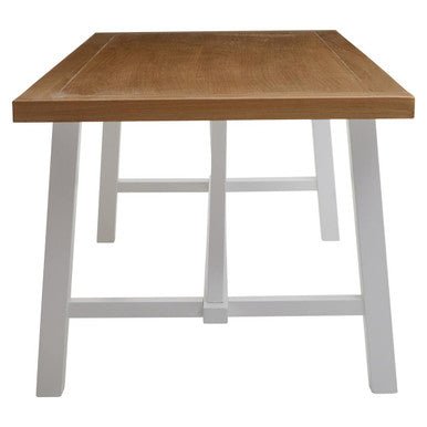 Natural Reclaimed Oak and Birch Wood Rectangular Dining Table with White Painted Base, Parkside - Joe’s Haven