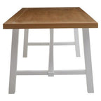 Natural Reclaimed Oak and Birch Wood Rectangular Dining Table with White Painted Base, Parkside - Joe’s Haven