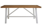 Natural Reclaimed Oak and Birch Wood Rectangular Dining Table with White Painted Base, Parkside - Joe’s Haven