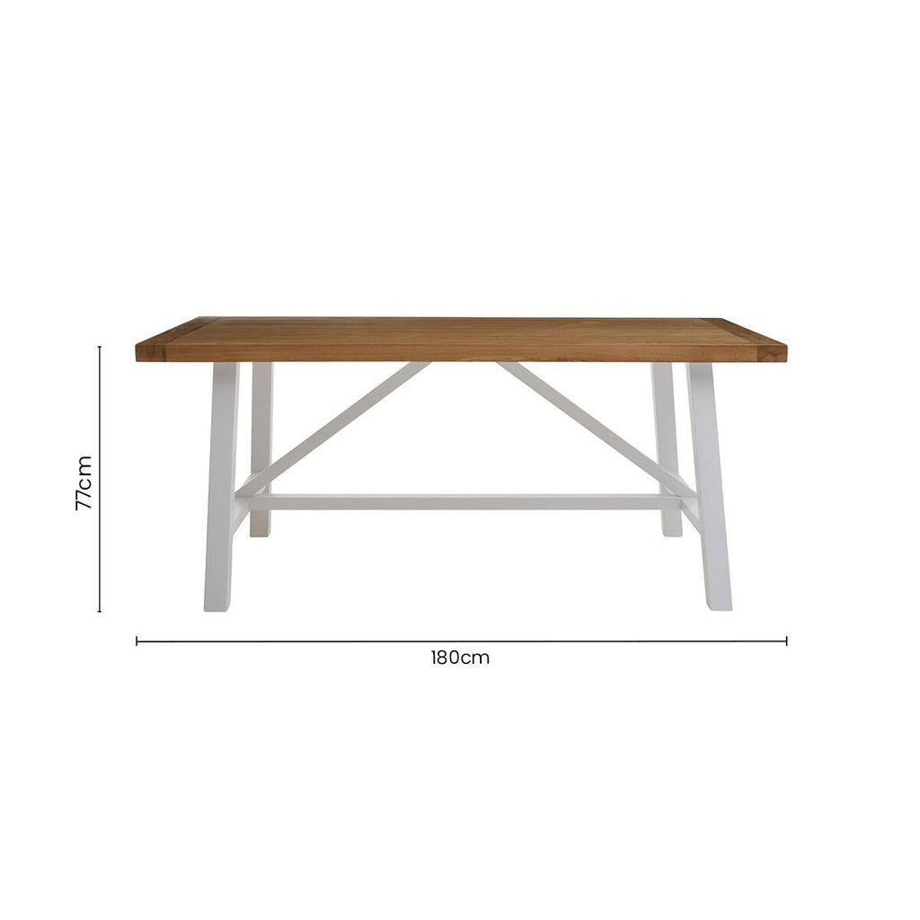 Natural Reclaimed Oak and Birch Wood Rectangular Dining Table with White Painted Base, Parkside - Joe’s Haven