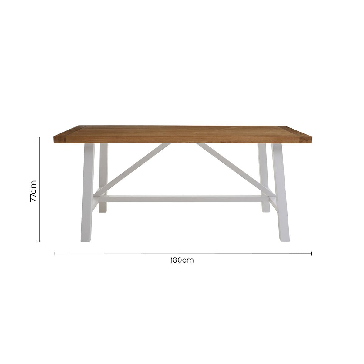 Natural Reclaimed Oak and Birch Wood Rectangular Dining Table with White Painted Base, Parkside - Joe’s Haven