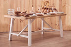 Natural Reclaimed Oak and Birch Wood Rectangular Dining Table with White Painted Base, Parkside - Joe’s Haven