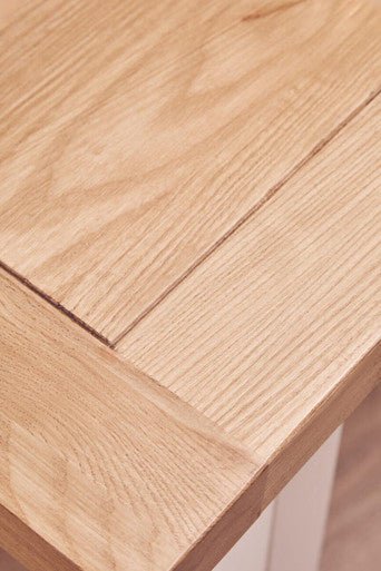 Natural Reclaimed Oak and Birch Wood Rectangular Dining Table with White Painted Base, Parkside - Joe’s Haven