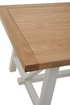 Natural Reclaimed Oak and Birch Wood Rectangular Dining Table with White Painted Base, Parkside - Joe’s Haven