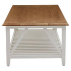Natural Oak Top Coffee Table with Lower Shelf White Birch Wood Base, Parkside - Joe’s Haven